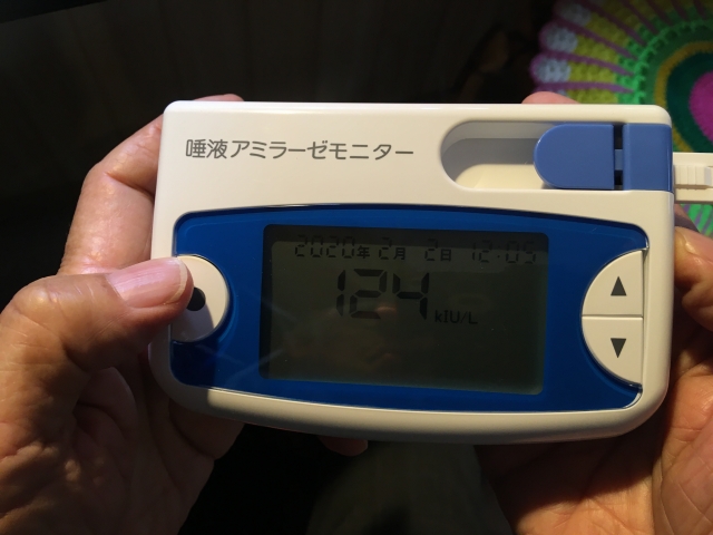 整体前 70代男性 唾液疲労テスト結果 124(kIU/L)